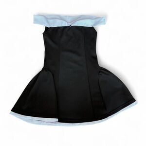 Off Shoulder Mini Black & White A-Line Dress